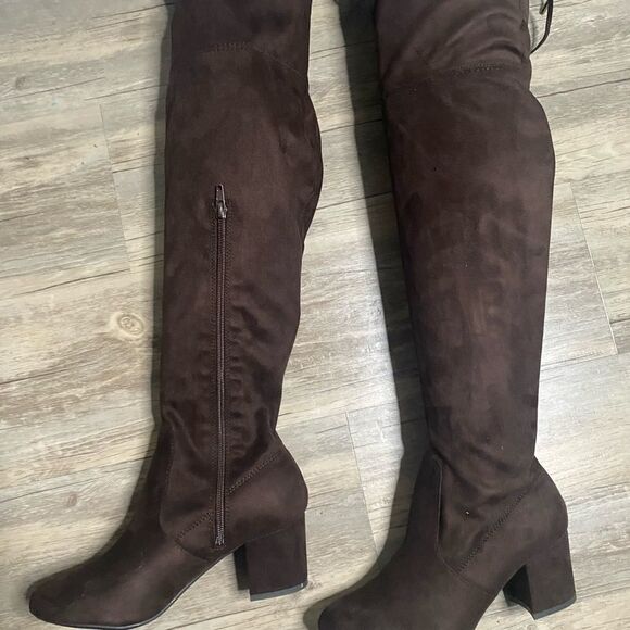 New Lane Bryant brown over the knee boots Block heel women’s 7w 7 wide width - Picture 8 of 11